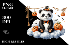 Panda Dressed for Halloween on Cloud PNG Product Image 2