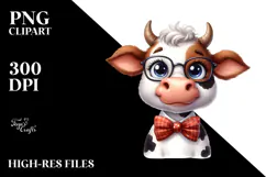 Graceful Cow with Bow and Tie, Transparent PNG Product Image 2