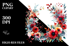 Colorful Floral Frame Watercolor PNG Product Image 2