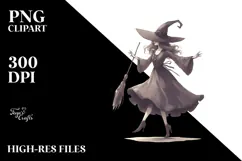 Vintage Dancing Witch Watercolor PNG Product Image 2