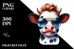 Cute Baby Cow with Cool Hair, Transparent PNG Product Image 2