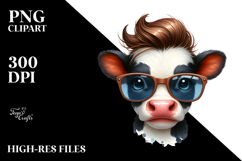 Cute Baby Cow with Cool Hair, Transparent PNG Product Image 2
