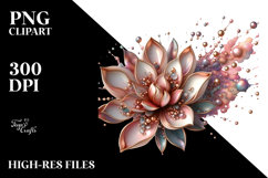 Glossy Metallic Magnolia, Watercolor Splash PNG Product Image 2