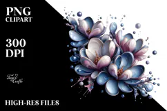 Glossy Metallic Magnolia, Watercolor Splash PNG Product Image 2