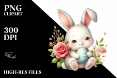 Easter Bunny Egg Flower, Clipart |T-shirt, Mug PNG Product Image 7