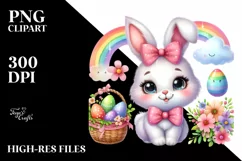 Easter Bunny Egg Flower, Clipart |T-shirt, Mug PNG Product Image 7