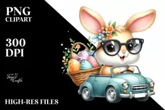 Easter Bunny Egg Flower, Clipart |T-shirt, Mug PNG Product Image 7