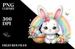 Easter Bunny Egg Flower Basket Rainbow , Clipart |T-shirt Product Image 7