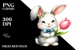 Easter Bunny Egg Flower, Clipart |T-shirt, Mug PNG Product Image 7