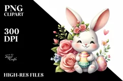 Cute Easter Bunny Egg Rose , Clipart |T-shirt, Mug PNG Product Image 8