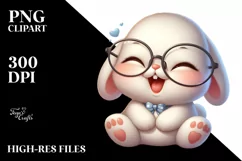 Easter Bunny With Glasses Flower, Clipart |T-shirt, Mug PNG Product Image 1