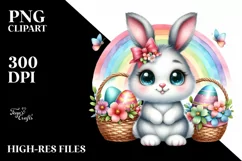 Easter Bunny Egg Flower, Clipart |T-shirt, Mug PNG Product Image 7