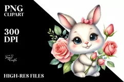 Easter Bunny Rose Flower, Clipart |T-shirt, Mug PNG Product Image 7