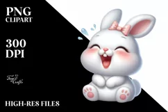 Laughing Bunny Egg Flower, Clipart |T-shirt, Mug PNG Product Image 1