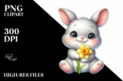 Bunny Daffodil Flower, Clipart |T-shirt, Mug PNG Product Image 7