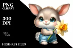 Easter Bunny Egg Flower, Clipart |T-shirt, Mug PNG Product Image 1