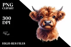 Cute Highland Cow Clipart High-Res PNG 300 DPI |T-shirt, Mug Product Image 1