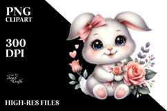 Easter Bunny Rose Flower, Clipart |T-shirt, Mug PNG Product Image 8