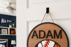 Kids Sports Door Sign SVG | Customize Split Ball Name Product Image 6
