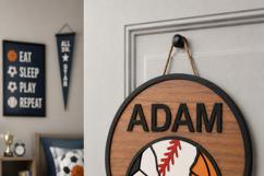 Kids Sports Door Sign SVG | Customize Split Ball Name Product Image 5