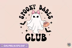 Cute Ghost Png, Spooky Babes Club Svg, Retro Halloween Png Product Image 2