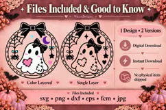 Cute Ghost SVG with Bow | Halloween Round Frame Cut File Product Image 3