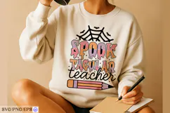 Spooktacular Teacher Halloween SVG PNG T-shirt Design Product Image 4