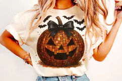 Halloween Coquette Pumpkin PNG, Pumpkin Spooky Bow PNG, Fall Product Image 2