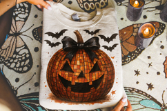 Halloween Coquette Pumpkin PNG, Pumpkin Spooky Bow PNG, Fall Product Image 1