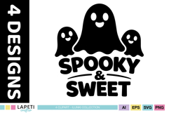 Spooky And Sweet ghost typography Halloween artwork