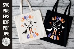 Spooky Babe SVG cut files you can use for funny Retro Halloween shirts, mugs, tumblers, phone cases, stickers, decals and more.