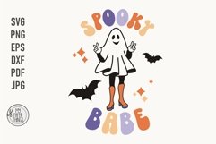 Spooky Babe SVG cut files you can use for funny Retro Halloween shirts, mugs, tumblers, phone cases, stickers, decals and more.