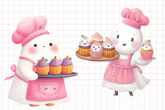 Spooky Baker Halloween Watercolor Funny Cute Ghost Clipart Product Image 2