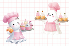 Spooky Baker Halloween Watercolor Funny Cute Ghost Clipart Product Image 3