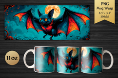 Spooky Bat Mug Wrap. Halloween Sublimation Design for gothic art fans, and crafters who want to add a touch of mystery and wild energy to their mug creations.
