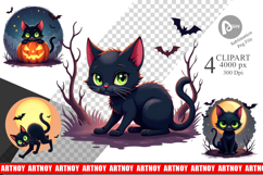 Halloween Cat Glow Clipart Product Image 1