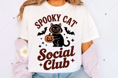 Spooky Black Cat Social Club PNG, Vintage Halloween PNG, Ret Product Image 4