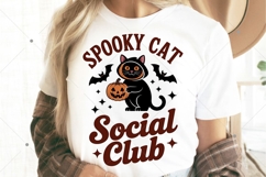 Spooky Black Cat Social Club PNG, Vintage Halloween PNG, Ret Product Image 5