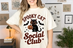 Spooky Black Cat Social Club PNG, Vintage Halloween PNG, Ret Product Image 7