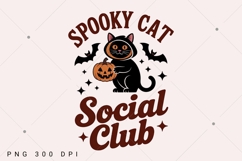 Spooky Black Cat Social Club PNG, Vintage Halloween PNG, Ret Product Image 1