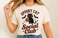 Spooky Black Cat Social Club PNG, Vintage Halloween PNG, Ret Product Image 2