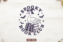 Spooky Book Club SVG PNG, Cute Witch Goose, Bookworm Design Product Image 1
