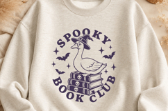 Spooky Book Club SVG PNG, Cute Witch Goose, Bookworm Design Product Image 3
