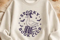 Spooky Book Club SVG PNG, Cute Witch Goose, Bookworm Design Product Image 3