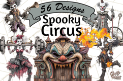 Spooky Circus Clip Art Png, Creepy Halloween Clipart Png Product Image 1