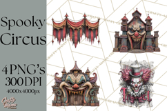 Spooky Circus Clip Art Png, Creepy Halloween Clipart Png Product Image 1