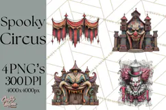 Spooky Circus Clip Art Png, Creepy Halloween Clipart Png Product Image 1
