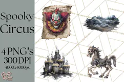 Spooky Circus Clip Art Png, Creepy Halloween Clipart Png Product Image 1