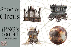 Spooky Circus Clip Art Png, Creepy Halloween Clipart Png Product Image 1