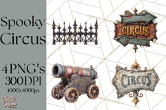 Spooky Circus Clip Art Png, Creepy Halloween Clipart Png Product Image 1